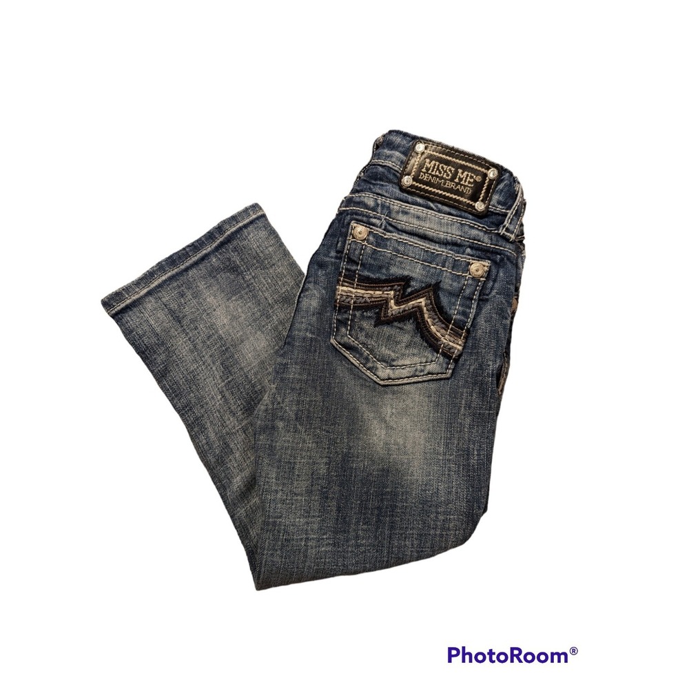 Miss Me Girl's Bling Pocket Denim Jeans Crop Capris Size‎ 14